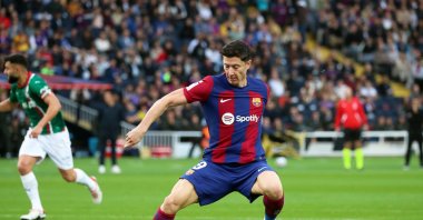Robert Lewandowski during the La Liga match between FC Barcelona and Deportivo Alaves at the Olympic Stadium Lluis Companys, Barcelona, Spain, Nov. 12, 2023. (Getty Images Photo)