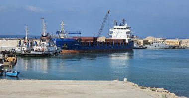 A view of a Turkish vessel docked in al-Arish, Egypt, Nov. 13, 2023. (AA Photo)