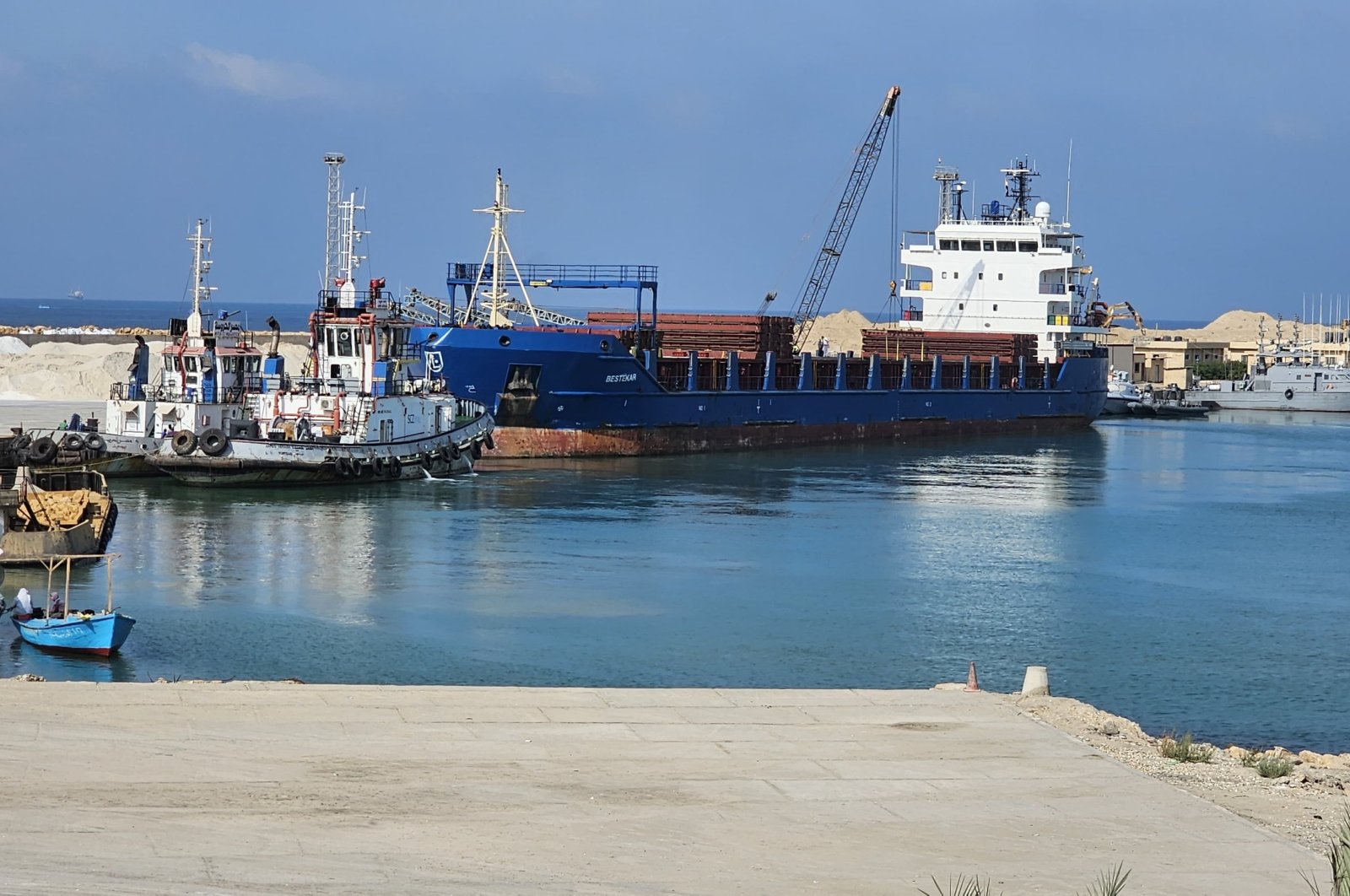 A view of a Turkish vessel docked in al-Arish, Egypt, Nov. 13, 2023. (AA Photo)