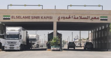 Cars are seen at the border crossing of Bab al-Salameh in the Aleppo countryside, Syria, Aug. 9, 2023. (Reuters Photo)