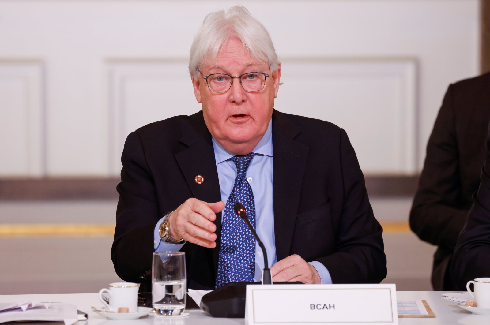 U.N. Undersecretary-General for Humanitarian Affairs and Emergency Relief Martin Griffiths speaks during an international humanitarian conference for the civilian population in Gaza, at the Elysee Presidential Palace in Paris, France, Nov. 9, 2023. (EPA File Photo)