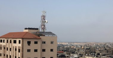 An antenna of a communications tower that relays phone and internet signals is pictured in Rafah, in the southern Gaza Strip, Palestine, Oct. 28, 2023. (AFP File Photo)
