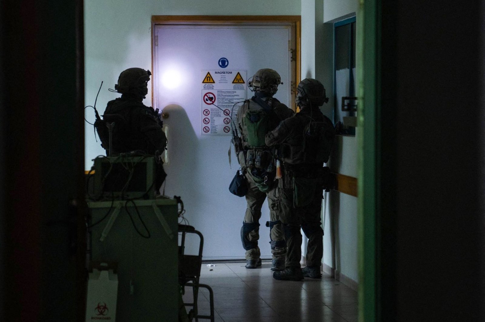 Israeli soldiers carry out operations in Al-Shifa Hospital in Gaza City, Palestine, Nov. 15, 2023. (AFP Photo)