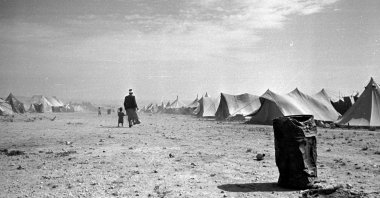 A Palestinian refugee camp is seen near the shores of the Dead Sea in Jordan, in the year following the Arab-Israeli War, which marked the creation of the State of Israel, June 25, 1949. (Getty Images Photo)