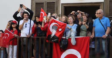 Turks celebrate the first centenary of the Turkish Republic at the country&#039;s founder Mustafa Kemal Atatürk&#039;s birth home in Thessaloniki, Greece, Nov. 10, 2023. (AA Photo)