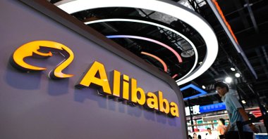 The logo of Alibaba is seen at the World Artificial Intelligence Conference (WAIC) in Shanghai, China, July 6, 2023. (AFP Photo)