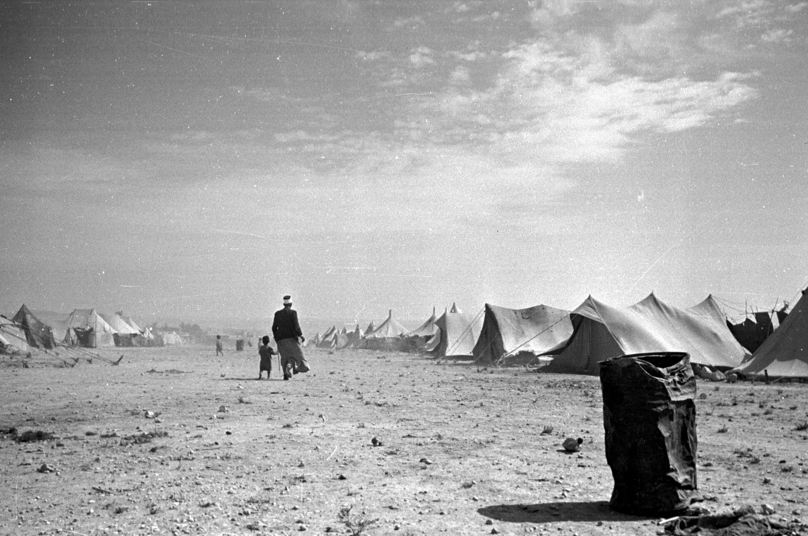 A Palestinian refugee camp is seen near the shores of the Dead Sea in Jordan, in the year following the Arab-Israeli War, which marked the creation of the State of Israel, June 25, 1949. (Getty Images Photo)