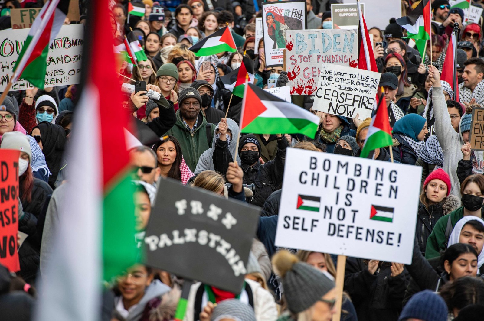 Demonstrators rally in support of Palestinians in Boston, Massachusetts, U.S., Nov. 12, 2023. (AFP Photo)