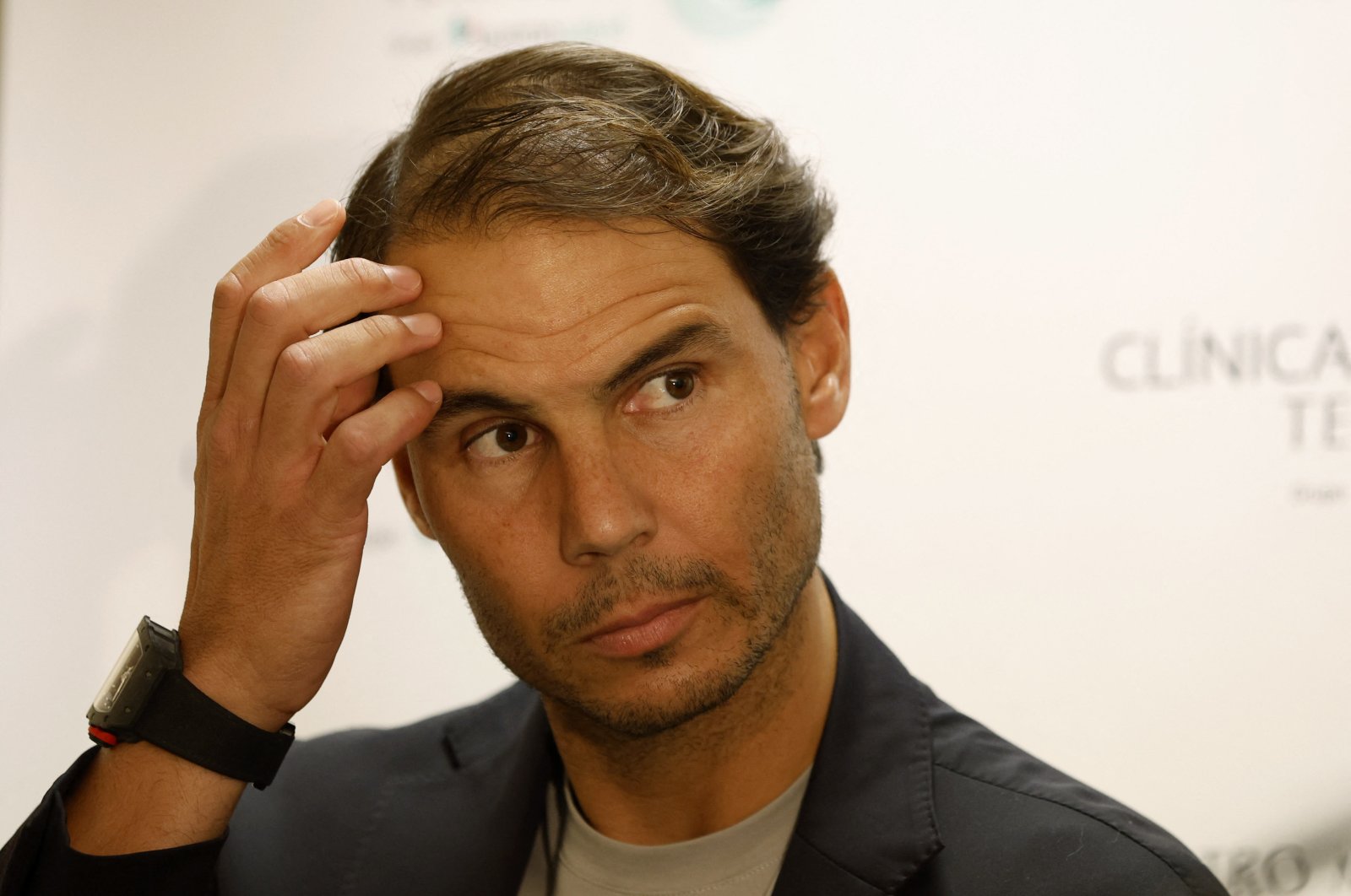 Spain&#039;s Rafael Nadal during his visit to Barcelona&#039;s tennis clinic, Barcelona, Spain, Nov. 14, 2023. (Reuters Photo)