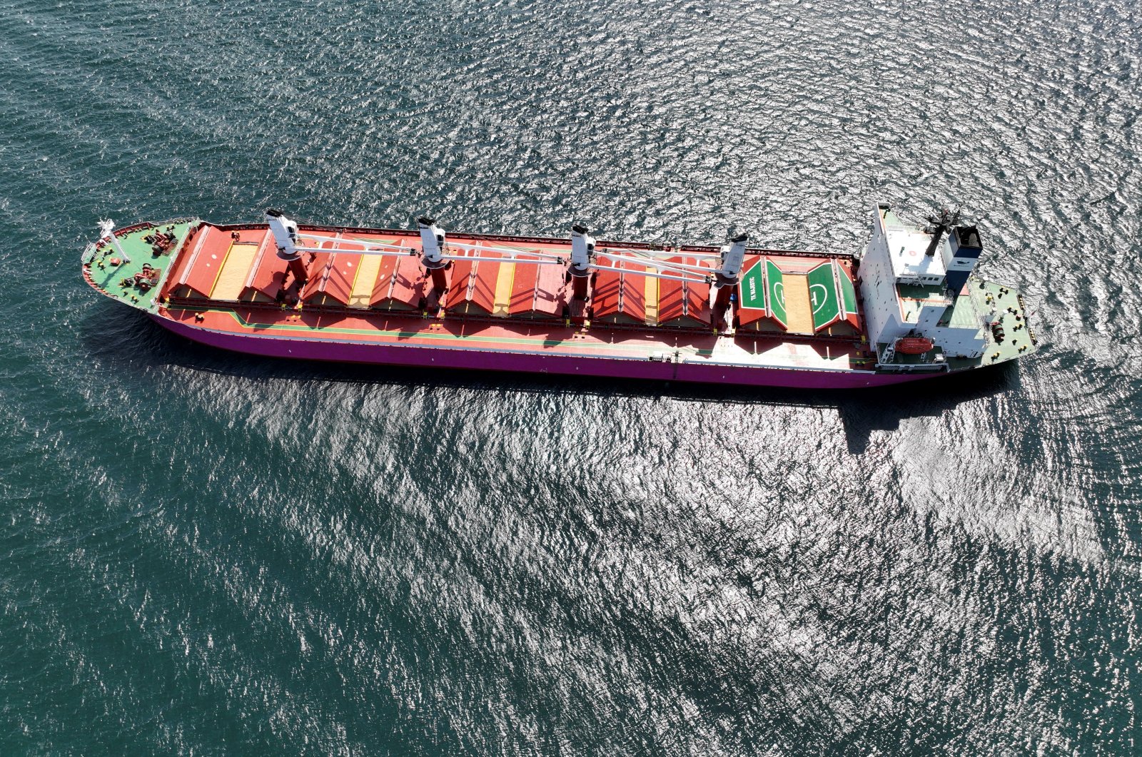 Saint-Kitts-and-Nevis-flagged bulker TK Majestic, carrying grain under the UN&#039;s Black Sea Grain Initiative, waits in a southern anchorage of the Bosporus in Istanbul, Türkiye, July 15, 2023. (Reuters Photo)