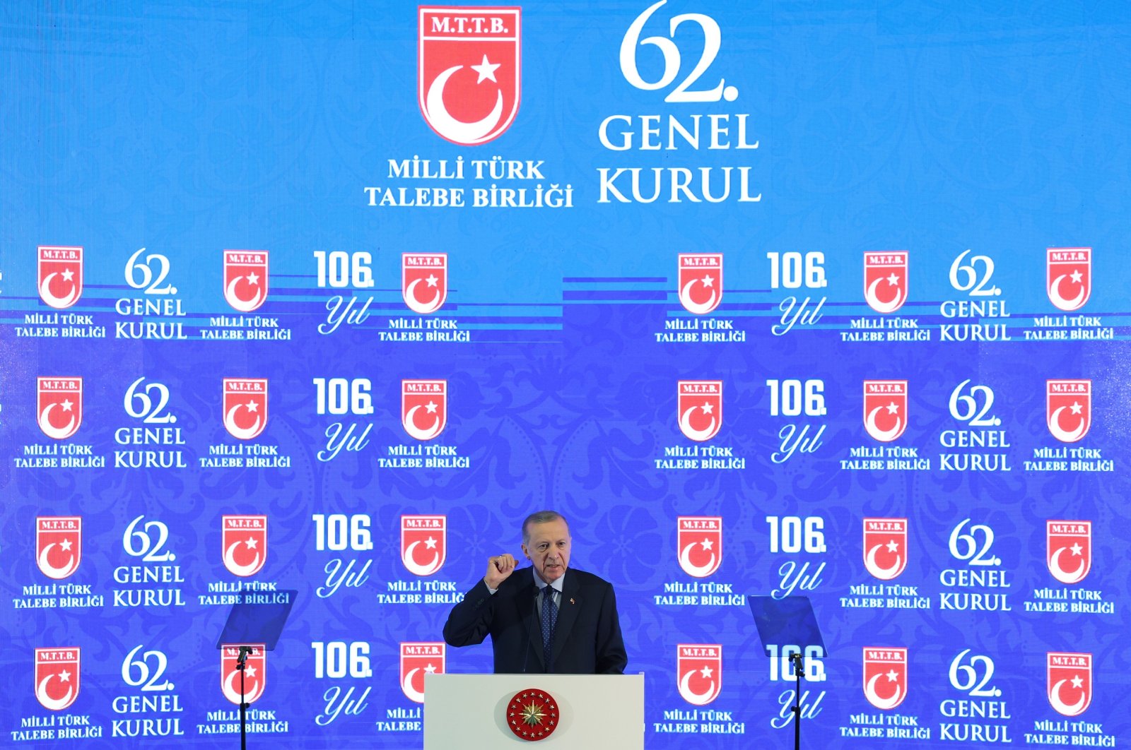 President Recep Tayyip Erdoğan speaks at a conference in Istanbul, Nov. 18, 2023. (IHA Photo)