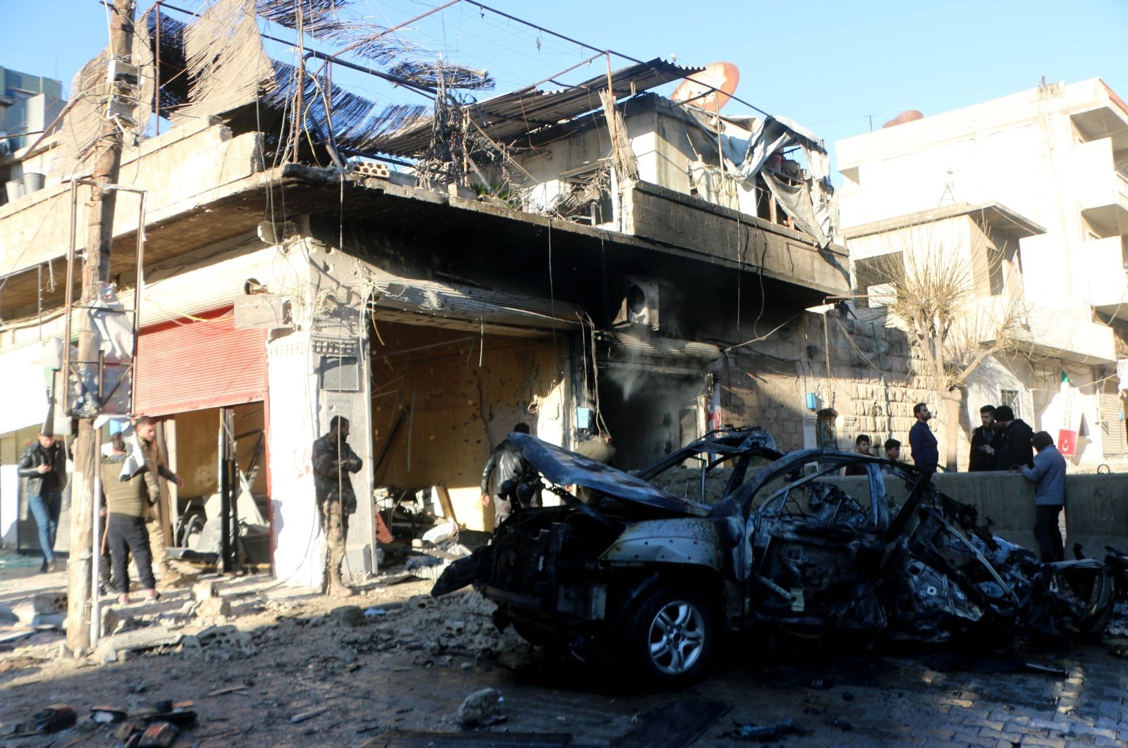 A YPG terrorist attack on Afrin province has killed four civilians and injured dozens more, Afrin, Syria, Jan. 20, 2022 (AA Photo)