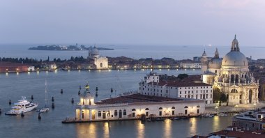 Punta della Dogana Museum stands with its distinctive triangular shape located between the Grand Canal and the Giudecca Canal, Venice, Italy. (Photo courtesy of Istanbul Modern)