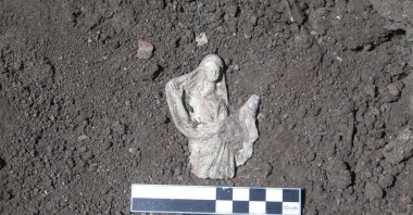 An excavation at the ancient city of Aigai, which dates back to the eighth century B.C., uncovered two small statues depicting Demeter, the goddess of the earth and fertility in Greek mythology, Manisa, Türkiye, Nov. 1, 2023. (AA Photo)