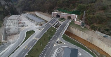 New Zigana Tunnel connecting Black Sea provinces of Trabzon to Bayburt and Erzurum via Gümüşhane is seen in this aerial photo taken Nov. 16, 2023. (AA Photo)