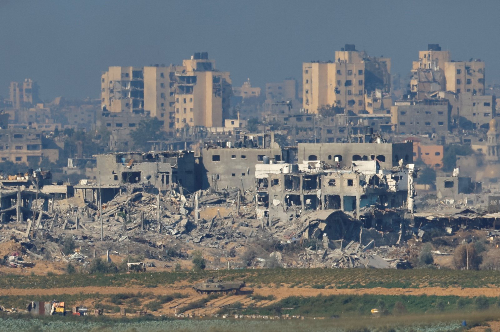 Israeli military vehicles maneuver near Gaza, amid the ongoing conflict, Gaza Strip, Palestine, Nov. 17, 2023. (Reuters Photo)