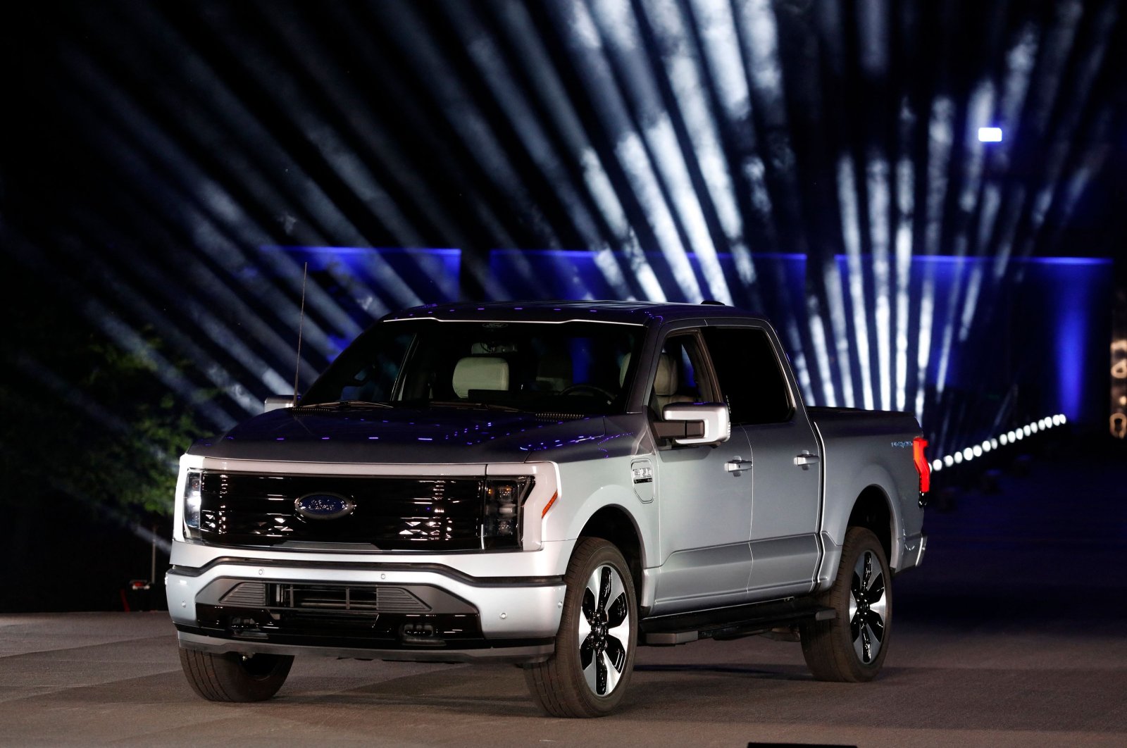 Ford Motor Company unveils their new electric F-150 Lightning outside of their headquarters in Dearborn, Michigan, U.S., May 19, 2021. (AFP Photo)