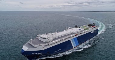 A view of the British-owned and Japanese-operated cargo ship Galaxy Leader, which was reported to have been captured by Houthis in the southern Red Sea, is seen in this handout image taken near Queensland, Australia, Nov. 27, 2018. (Reuters Photo)
