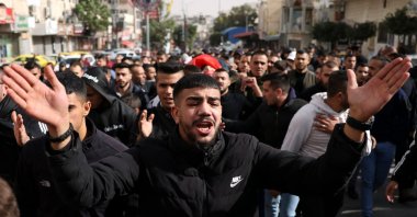 Mourners carry the body of Omar al-Laham, a Palestinian shot dead by Israel in a raid on Dheisheh refugee camp near the occupied West Bank, Bethlehem, Palestine, Nov. 19, 2023. (AFP Photo)