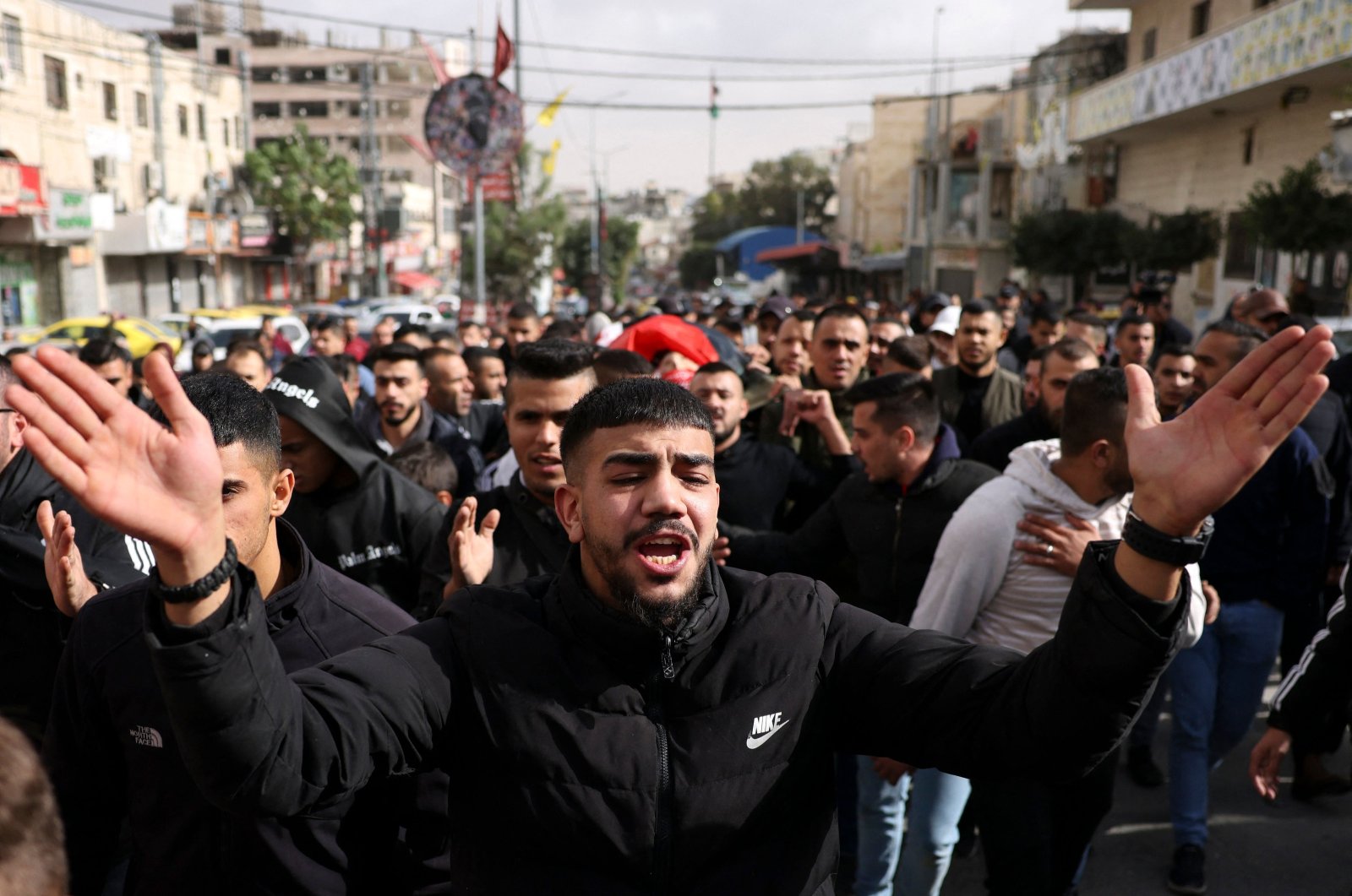 Mourners carry the body of Omar al-Laham, a Palestinian shot dead by Israel in a raid on Dheisheh refugee camp near the occupied West Bank, Bethlehem, Palestine, Nov. 19, 2023. (AFP Photo)