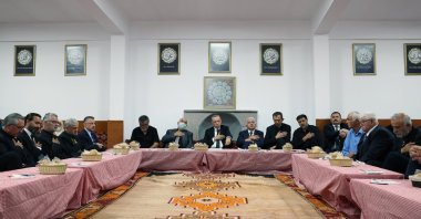 President Recep Tayyip Erdoğan breaks fast with the Alevi community at the Hüseyin Gazi Cemevi in Ankara, Türkiye, Aug. 8, 2022. (AA Photo)