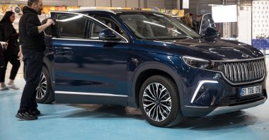 T10X, a fully electric SUV model of Türkiye&#039;s first domestic car brand, Togg, is on display during a fair, in Strasbourg, France, Nov. 5, 2023. (AA Photo)