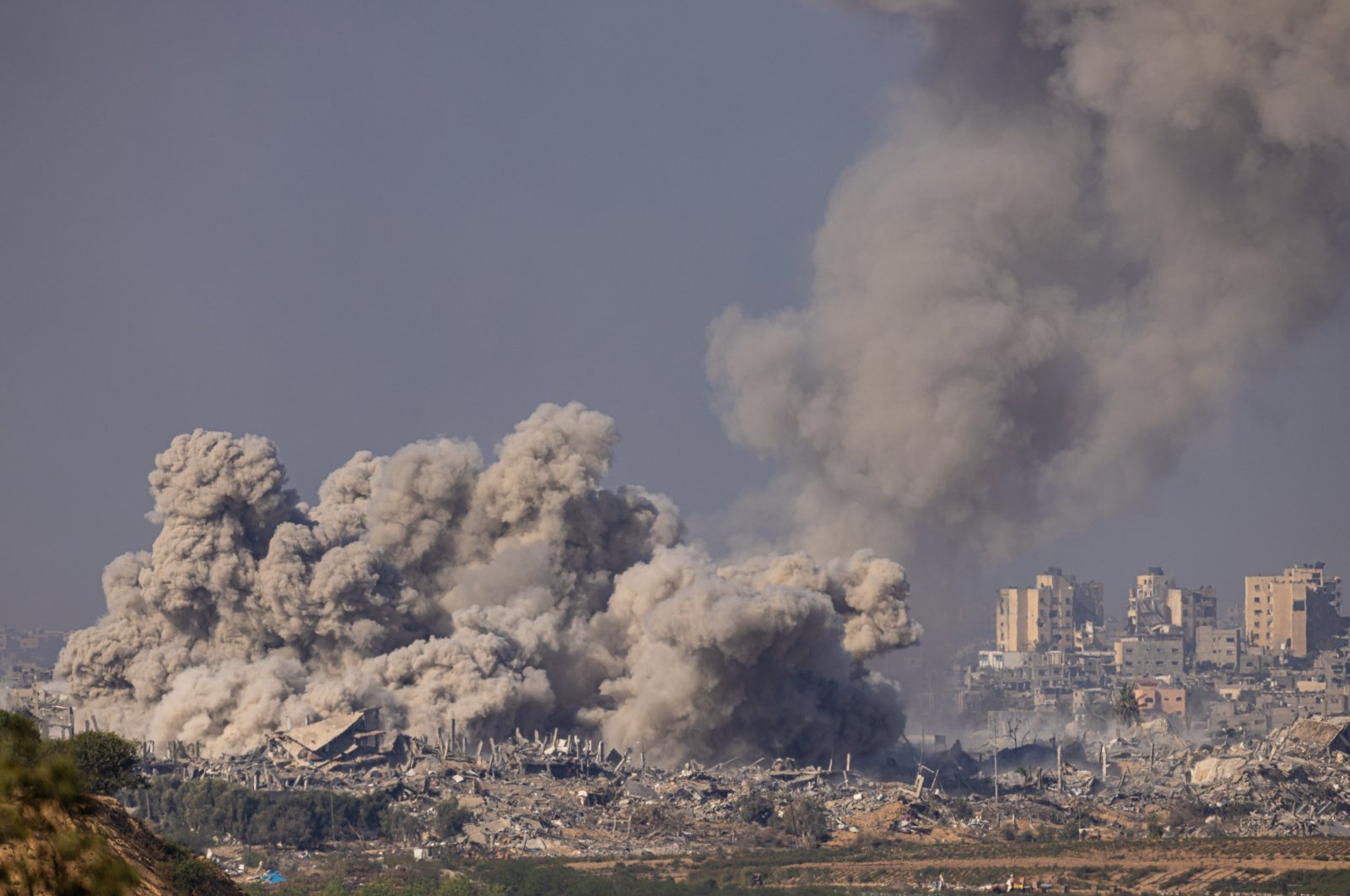 Smoke rises after an explosion following an Israeli strike on the northern part of the Gaza Strip, Palestine, Nov. 21, 2023. (EPA Photo)