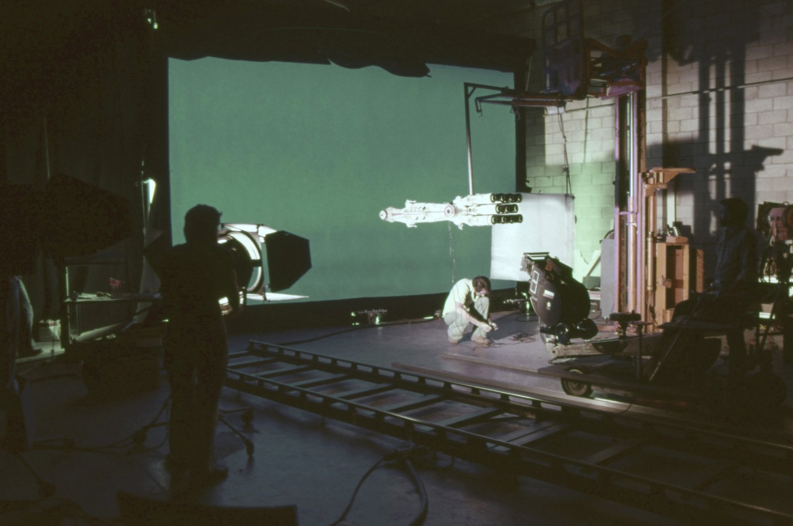 The special effects team films spaceship models during the production of &quot;Star Wars: Episode IV - A New Hope,&quot; 1977. (Getty Images Photo)