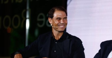 Rafael Nadal speaks during the presentation of NDL as a new business project by Rafael Nadal and Juan Matji held at the Costume Museum, Madrid, Spain, Oct. 19, 2023. (Getty Images Photo)