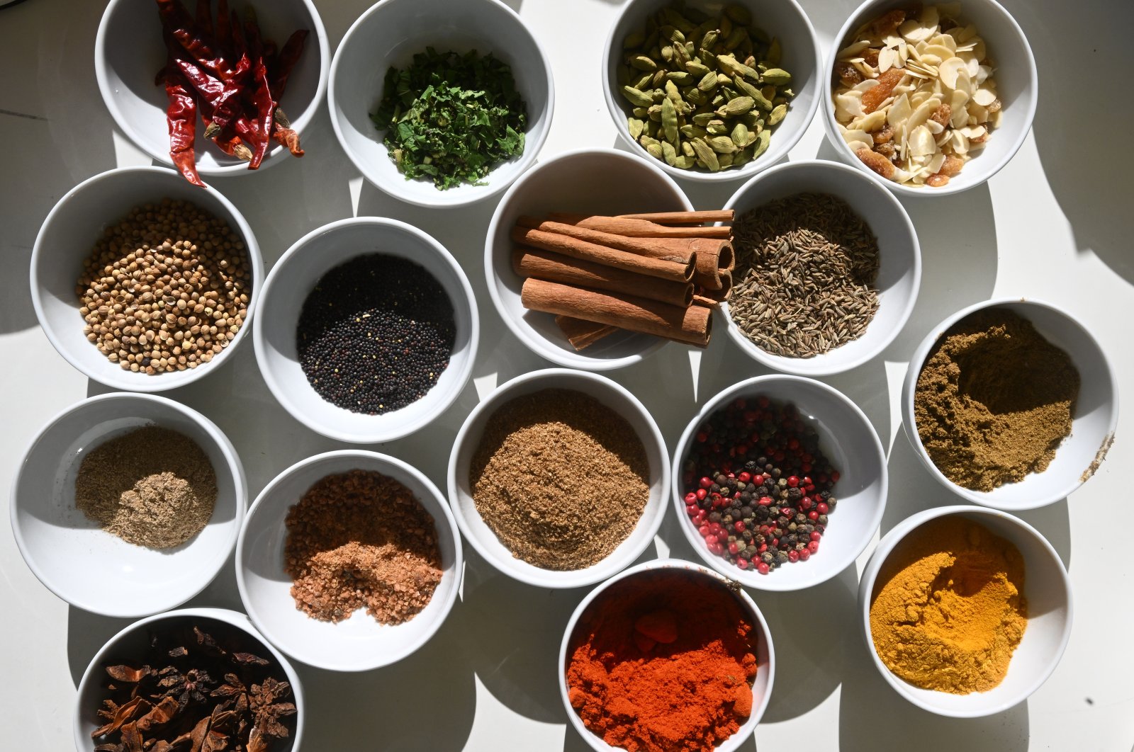 Various spices are seen during the culinary event at the Indian Embassy in Ankara, Türkiye, Nov. 8, 2023. (AA Photo)