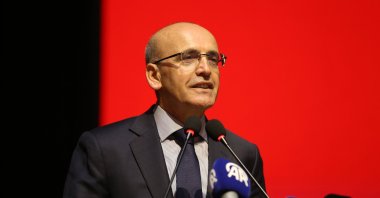 Treasury and Finance Minister Mehmet Şimşek speaks during an event in Batman, southeastern Türkiye, Aug. 19, 2023. (AA Photo)