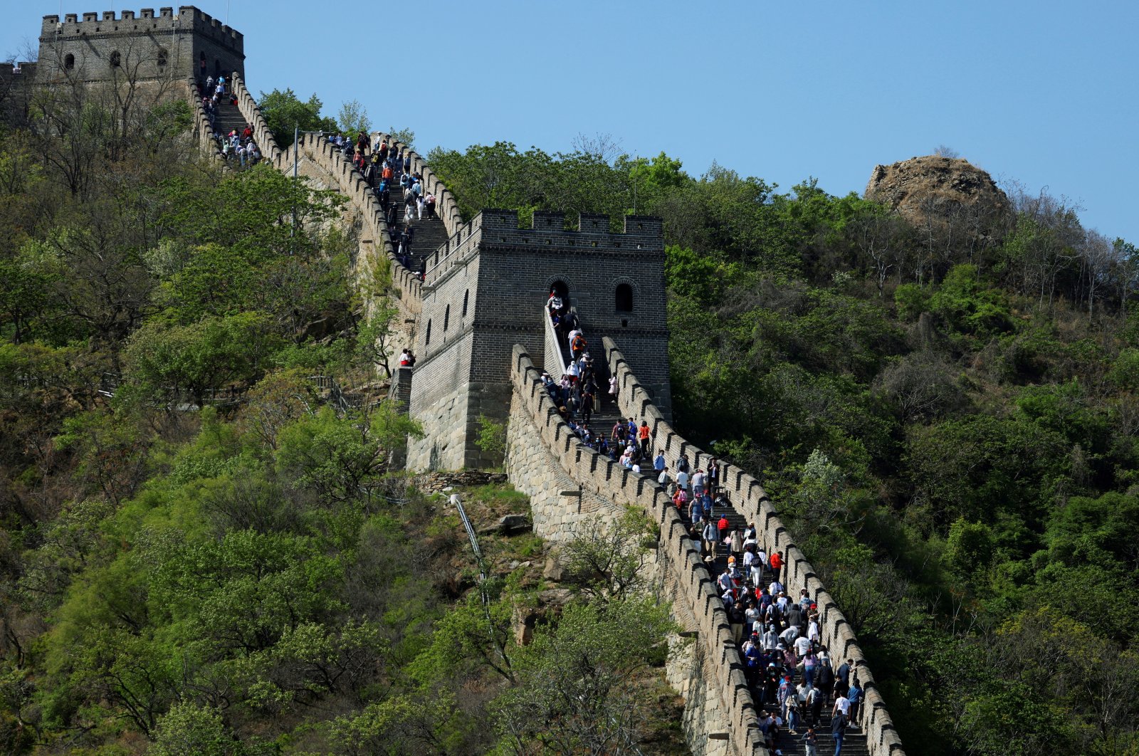 People visit the Mutianyu section of the Great Wall of China, Beijing, China, May 2, 2021. (Reuters Photo)