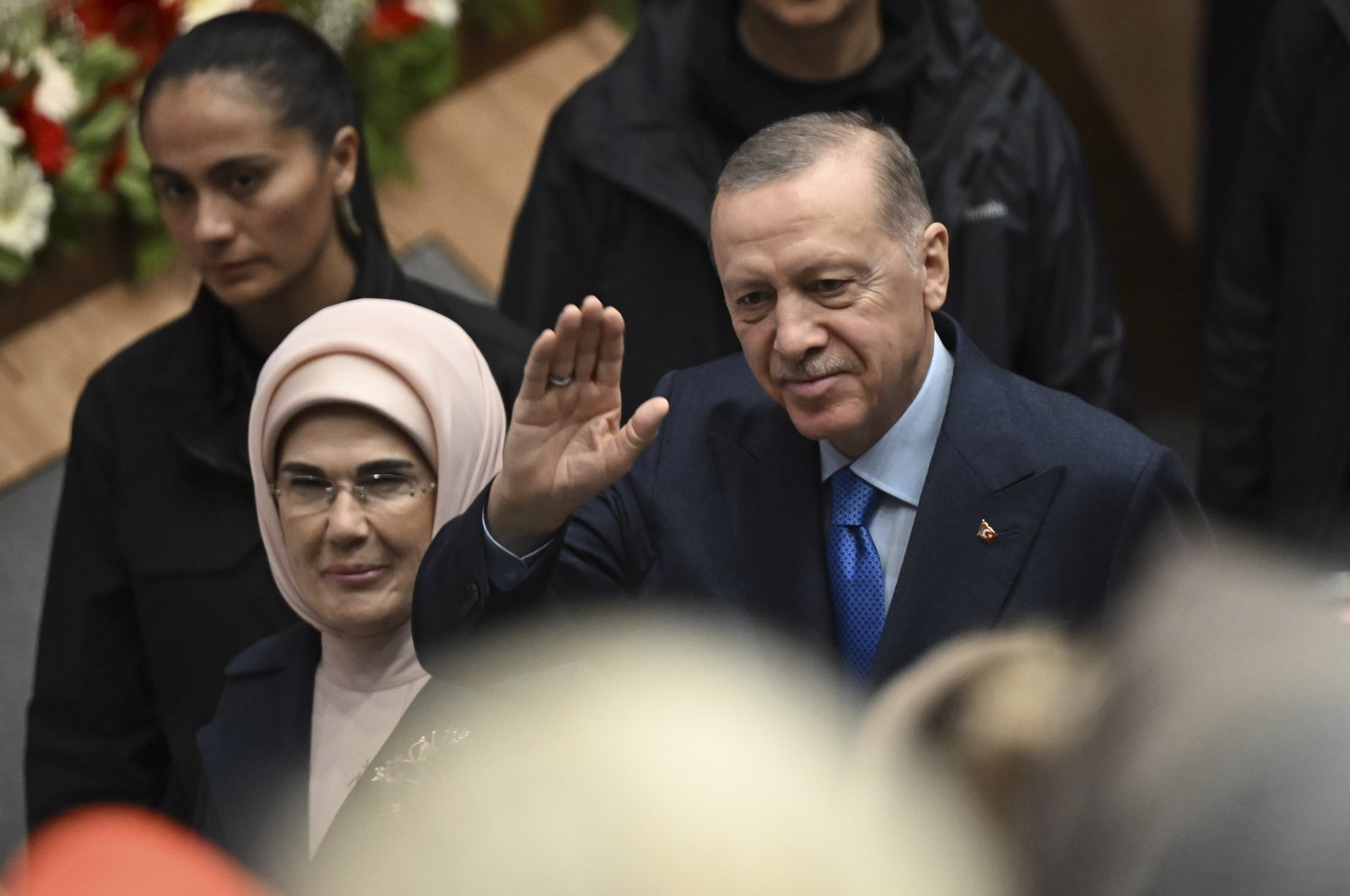 President Recep Tayyip Erdoğan and first lady Emine Erdoğan at a program in Istanbul, Türkiye, Nov. 24, 2023. (AA Photo)