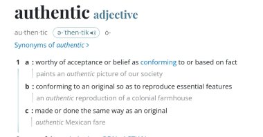 This image released by Merriam-Webster shows an online dictionary entry for the word &quot;authentic&quot; Nov. 27, 2023. (Photo AP)
