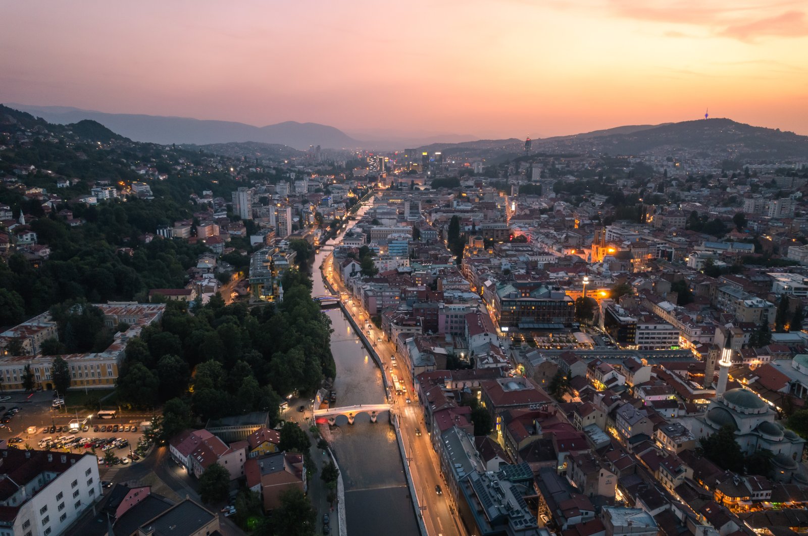 A view of Miljacka River and Old Town, Sarajevo, Bosnia-Herzegovina, July 25, 2023. (Getty Images Photo)