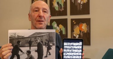 French anthropologist Victor Dallant is touring the city of Erzurum step by step to find the children, who were around 7 years old at the time, whom he photographed 43 years ago, Erzurum, Türkiye, Oct. 27, 2023. (AA Photo)