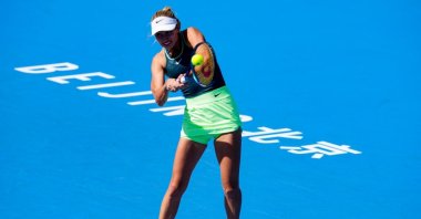 Russia's Anastasia Potapova in action match against France's Varvara Gracheva during day 5 of the 2023 China Open at National Tennis Center, Beijing, China, Sept. 30, 2023. (Getty Images Photo)