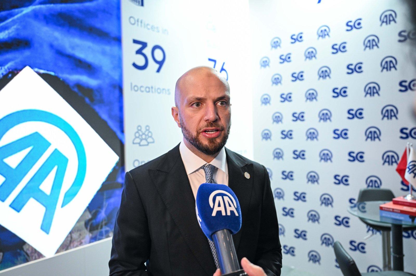 Walid Ammar al-Lafi, the minister of State for Communication and Political Affairs of Libya, talks to Anadolu Agency (AA) on the sidelines of the Stratcom Summit &#039;23 in Istanbul, Türkiye, Nov. 24, 2023. (AA Photo)