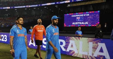 India&#039;s Rohit Sharma looks dejected after losing the ICC Cricket World Cup final at the Narendra Modi Stadium, Ahmedabad, India, Nov. 19, 2023. (Reuters Photo)