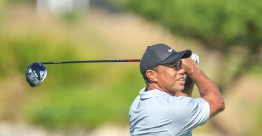 U.S' Tiger Woods plays a shot during practice as a preview for the Hero World Challenge at Albany Golf Course, Nassau, Bahamas, Nov. 28, 2023. (Getty Images Photo)