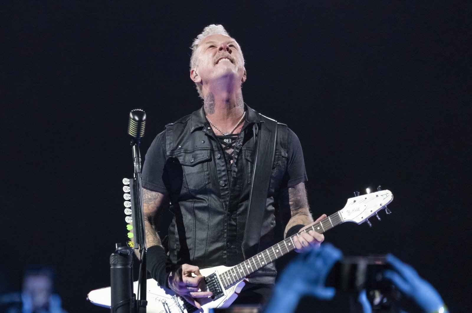 James Hetfield of Metallica performs at Ford Field in Detroit, Michigan, U.S., Nov. 12, 2023. (Getty Images Photo)