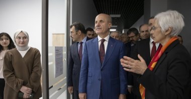 YÖK President Erol Özvar (c) participated in the opening ceremony of the Neuroscience and Neurotechnology Joint Application and Research Center (NÖROM), Ankara, Türkiye, Nov. 30, 2023. (AA Photo)