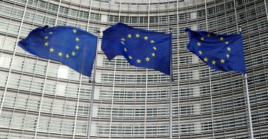 European Union flags fly outside the European Commission in Brussels, Belgium, Nov. 8, 2023. (Reuters Photo)