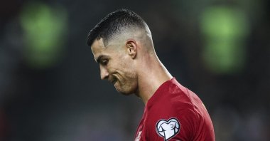 A dejected Cristiano Ronaldo looks downward, Jose Alvalade Stadium, Lisbon, Portugal, Nov. 19, 2023. (AFP Photo)