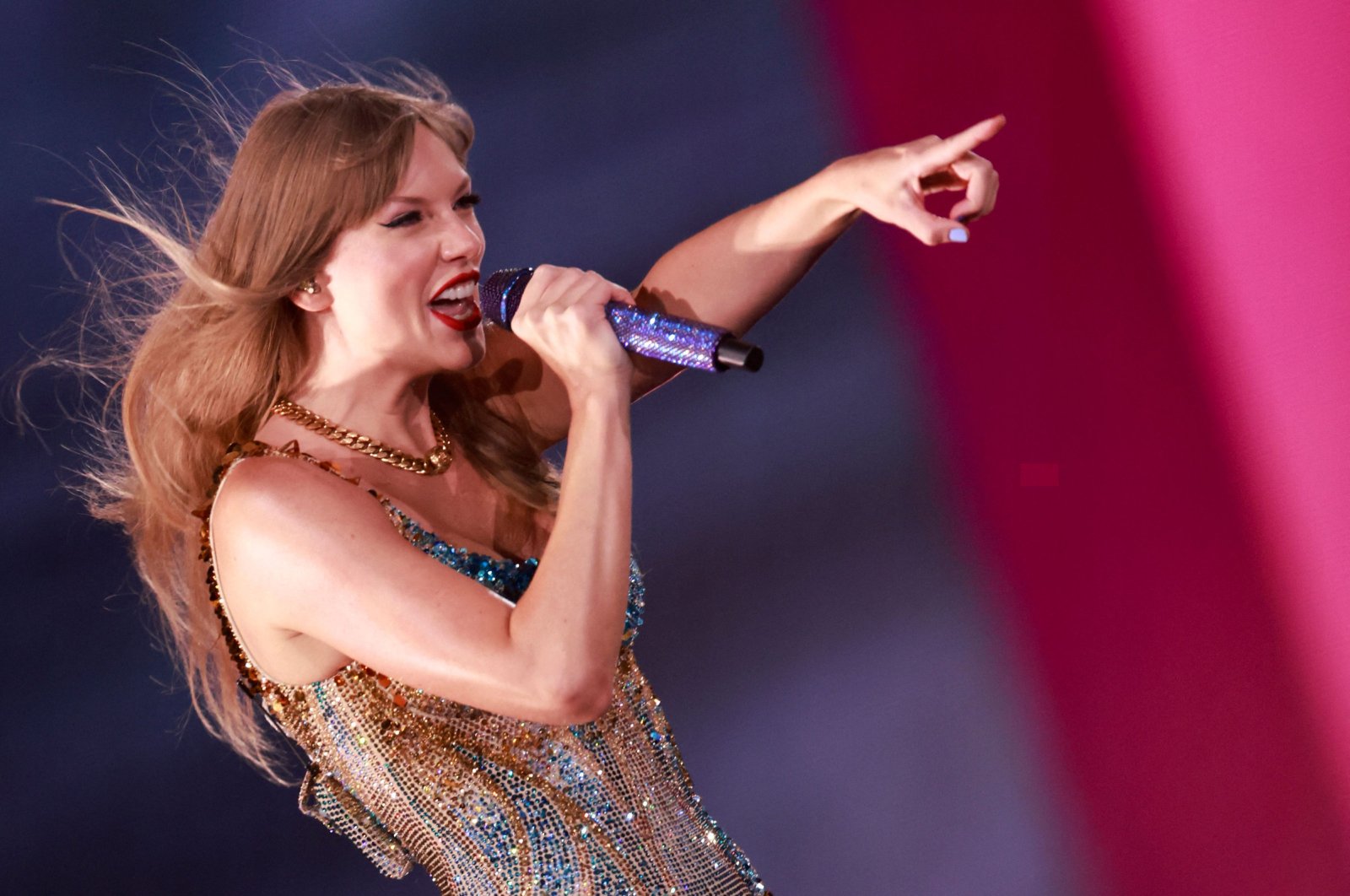 U.S. singer-songwriter Taylor Swift performs during her Eras Tour at Sofi stadium in Inglewood, California, U.S., Aug. 7, 2023. (AFP Photo)
