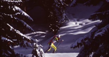Slovakia&#039;s Saso Grajf makes his way through the trees during the men’s 20km biathlon event at the 1992 Winter Olympics held, Albetville, France, Feb. 20, 1992. (Getty Images Photo)