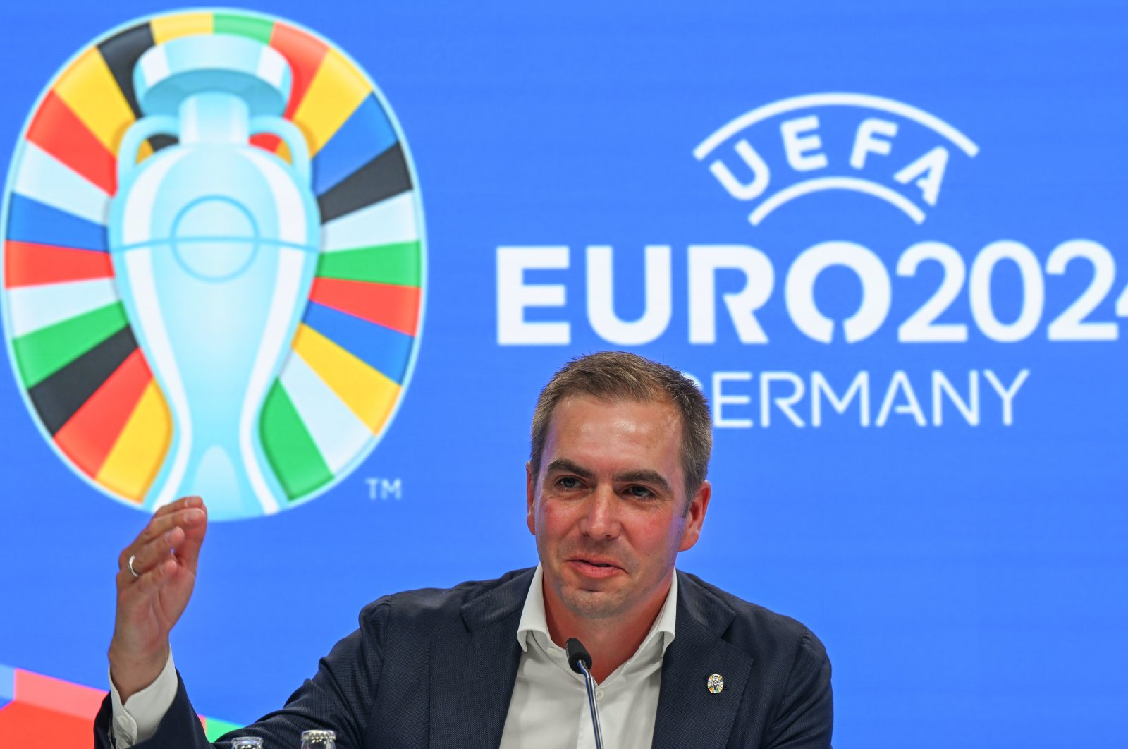 Philipp Lahm, tournament director of UEFA EURO 2024, speaks during a press conference on EURO 2024 at the Frankfurt stadium, Frankfurt, Germany, Oct. 16, 2023. (Getty Images Photo)