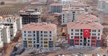 A view of the front of the apartments built in the Hassa district of Hatay province, southeastern Türkiye, Nov. 5, 2023. (IHA Photo)