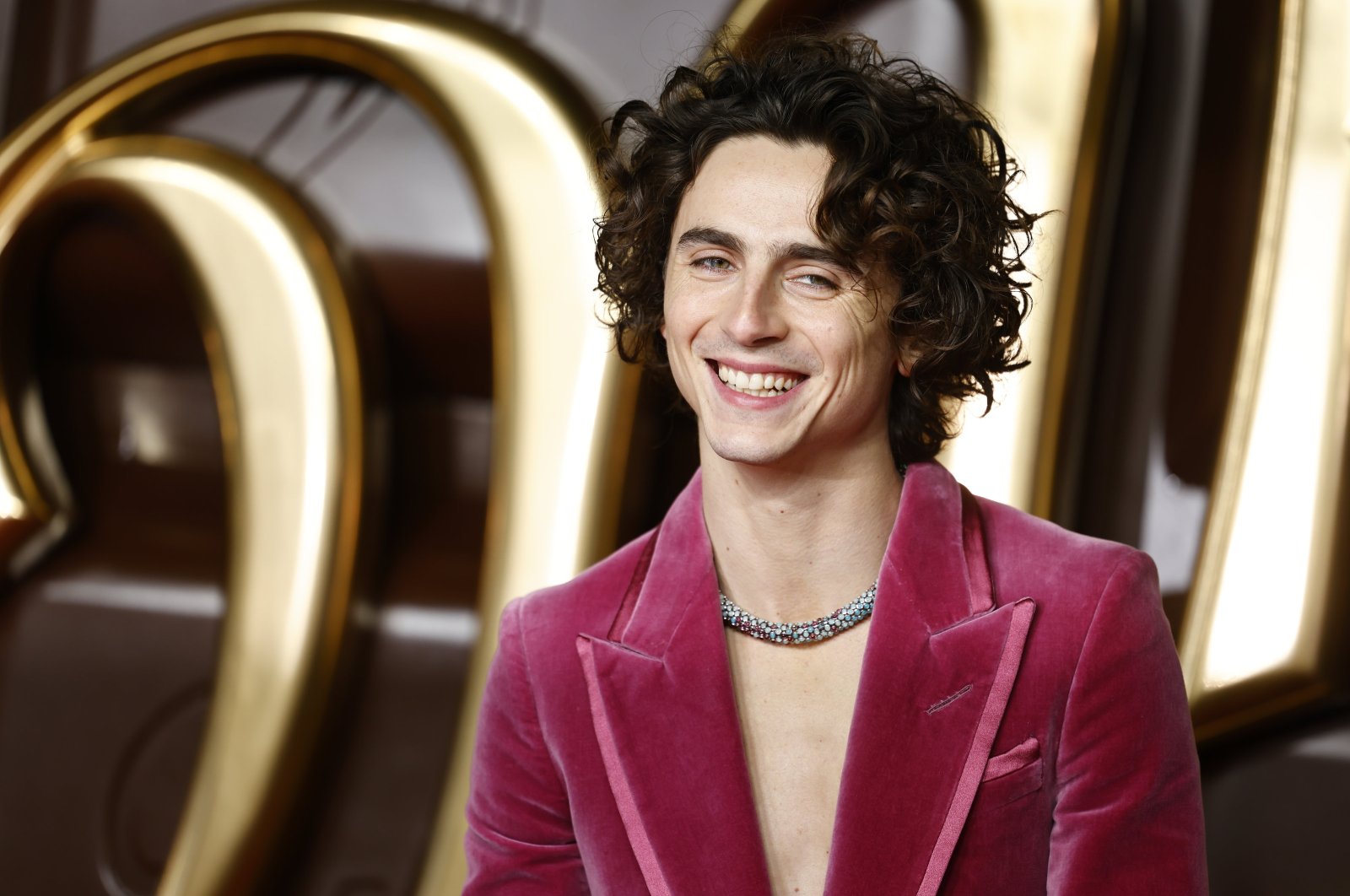 U.S. actor Timothee Chalamet attends the world premiere of the movie &quot;Wonka&quot; at the Royal Festival Hall in London, U.K., Nov. 28, 2023. (EPA Photo)