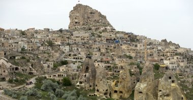 Uçhisar is a small town that once hosted underground cities in Nevşehir province, in the central Anatolia region, Türkiye, May 13, 2016. (Getty Images Photo)